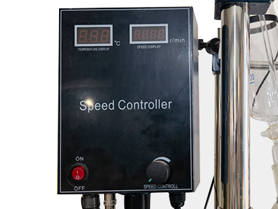 100L単層ガラス反応器 詳細 - 速度コントローラー、リアルタイムの温度と速度を表示でき、速度は調整可能です。