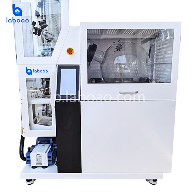 保護装置と自動充填排出機能付きロータリーエバポレーター